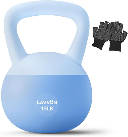 Soft Kettlebell - Cushioned Impact-Resistant Base and Anti-Slip, Kettle bell Anti-Slip Grip Weight for Home Workouts, Safe Strength Training Kettlebells Sets for Women & Men, With Non-slip Gloves