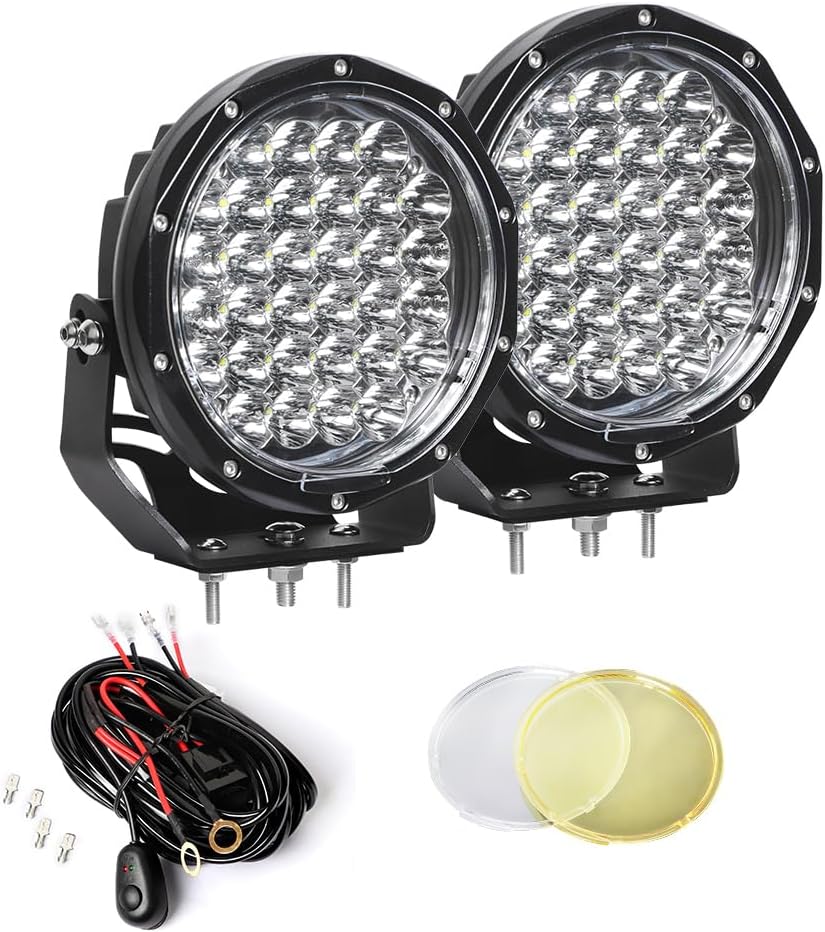 EXZEIT 7 Inch 256W Driving Lights 20480 Lumens Fog Lights Offroad Light Driving Lights for Jeep Wrangler Trucks Toyota Pickup GMC SUV Ford