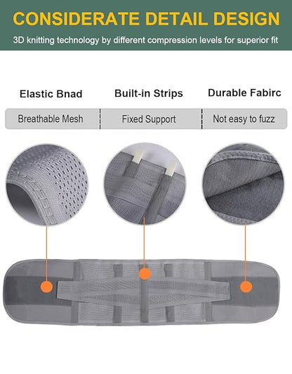 Back Brace for Lower Back Pain Men Women, Back Support Brace & Elastic Supports Belly Band Stomach Wrap Waist Belt Waist Trainer, Waist Brace Waist Trainer for Men Sciatica Pain Relief (Gray, X-Large)