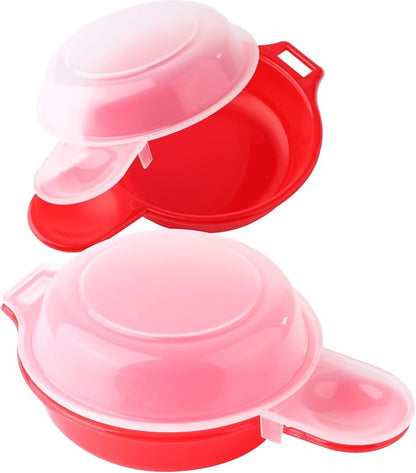 2 sets Microwave Egg Cooker,1 Minute Fast Egg Hamburg Omelet Maker Kitchen Cooking Tool(Red and clear)