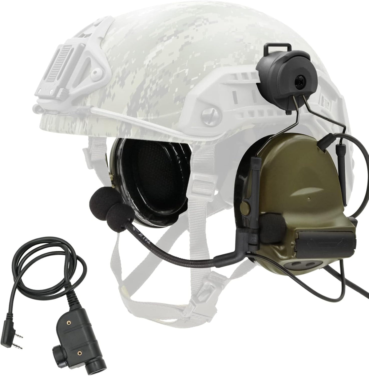 COMTA 2 Helmet-Type Tactical Headset with U94 PTT 2pin，Noise Canceling Headphones，for Airsoft Hunting Shooting
