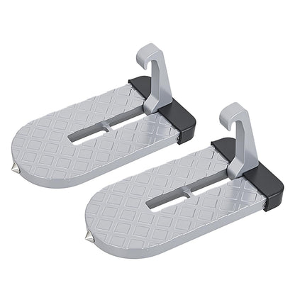 Nilight Car Door Step for Roof Access Universal Car Step Hook for Roof SUV Trucks Folding Aluminum Alloy Vehicle Door Latch Step Pedal with Glass Breaker Safety Hammer, Max Load 400lbs, 2 Pack Gray