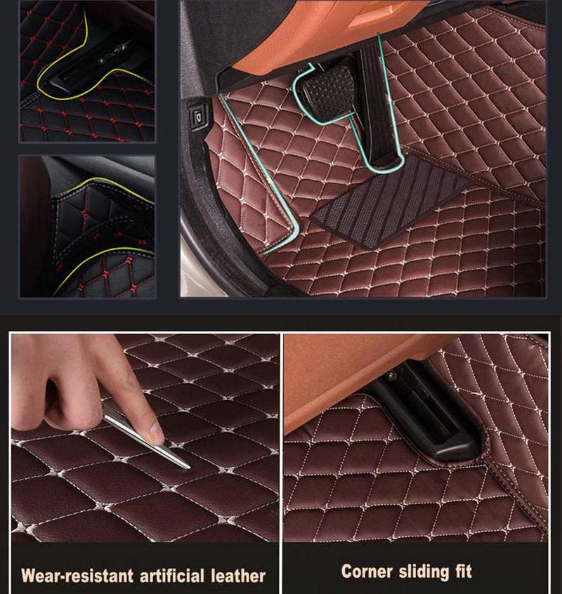 Custom Waterproof Leather Car Floor Mats Fit for Most Car SUV Truck & Sportscar All Weather Protection Vehicles (Black Beige) - color: Black Beige