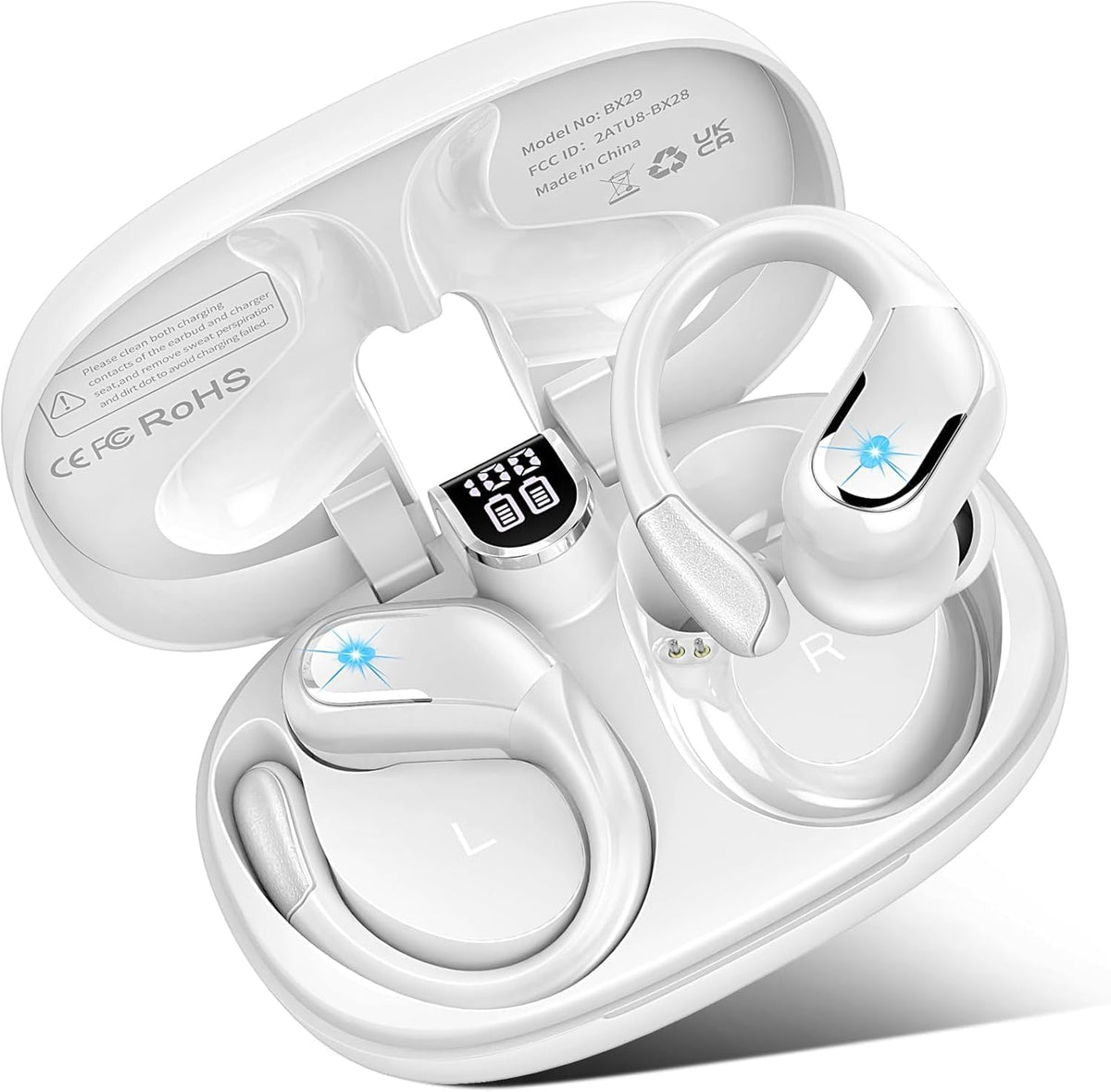 Wireless Earbuds Sport Bluetooth Headphones 5.4, 2025 Bluetooth Earbuds 4 HD Mic, 75Hrs Stereo, Over-Ear Buds with Earhooks ENC Noise Canceling Earphones, IP7 Waterproof Headset for Workout/Running