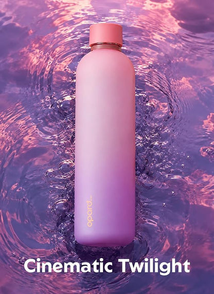 Opard Slim Water Bottle 32oz, Dishwasher Safe Plastic Water Bottle BPA-Free, Leakproof Screw Top, Sunset Pink Purple, Reusable for Travel School Sport Gym Hiking