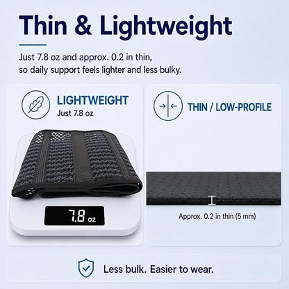 Breathable Thin Back Brace for Women, Adjustable Lower Back Support Belt for Everyday Pain Relief, Slim Low-Profile Lumbar Brace with Gentle Compression, Comfortable Under Clothes