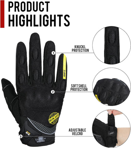 BORLENI Motorcycle Riding Gloves Touch Screen Full Finger Glove Motocross Road Racing Bike Outdoor Sports for Women Men