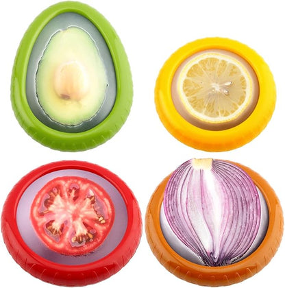 T-Raputa Avocado Saver and Tomato Holder - Set of 4 Reusable Storage Containers for Fridge - Ideal for Garlic, Onions, Lemons, and Potatoes