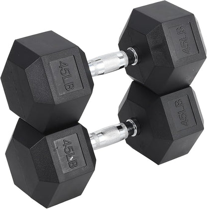 Hex Dumbbells Set for Home Gym – PVC/PEV Coated, Anti-Roll Design, Non-Slip Grip, Cast Iron Core – Versatile Strength Training Weights, 100LB Total (25LB×2+30LB×2)
