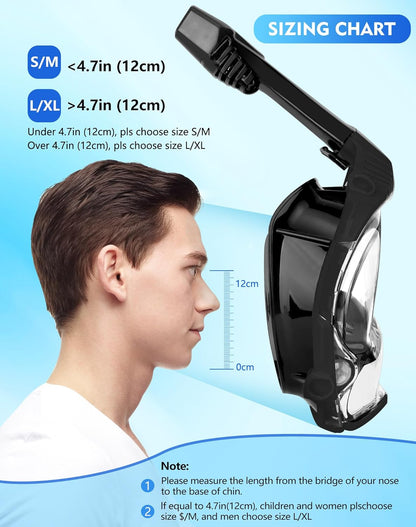 VGKE Full Face Snorkel Mask for Adults, 180 Degree HD Panoramic View Snorkeling Gear with Waterproof Phone Pouch, Anti-Leak & Anti-Fog, Breathe Freely Suitable for Men/Women