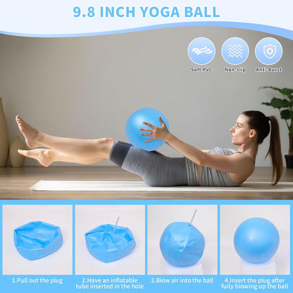 Pilates Essentials Kit for Home Women, Pilates Equipment for Workouts, 6 Fabric Resistance Bands, 12 Inch Magic Circle Yoga Ring, Mini Exercise Ball, Great Exercise Equipment