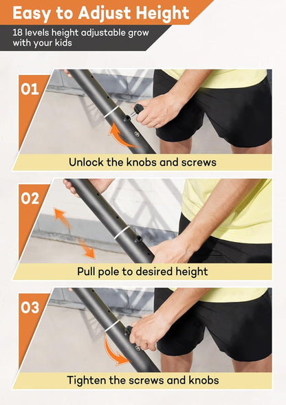 Aimking Basketball Hoop Outdoor 3.3-10FT 5s-Rapid-Adjustable, 40/44 inch Shatterproof Backboard & Enlarged Base, Portable Basketball Hoop & Goal for Kids/Adults/Families in Poolside/Backyard/Indoor