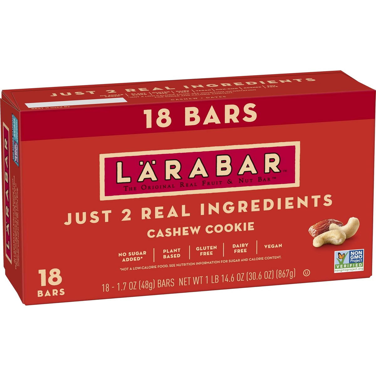 Larabar Cashew Cookie, Gluten Free Vegan Fruit & Nut Bars, 1.7 oz, 18 ct