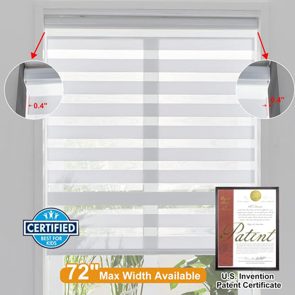 Persilux Cordless Zebra Blinds for Indoor Windows, Free-Stop Zebra Blinds Cordless, Light Filtering Sheer Shades Dual Layer for Day and Night, Zebra Roller Shades for Home (34.5" W X 64" H, Grey)