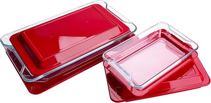 Set of 8 PCS Nesting Tempered Glass Bakeware Set, 4x Glass Baking Dishes and 4x BPA Free Lids. Oven, Refrigerator and Dishwasher Safe.