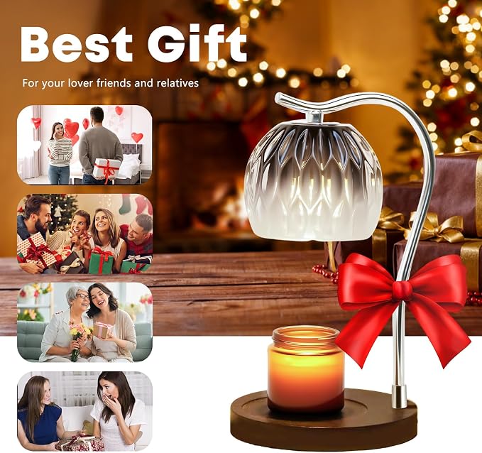 GEEZO Fragrance Candle Warmer Lamp，Electric Candle Warmer with Timer & Dimmer，Mom Christmas Birthday Gifts for Women, House Warming Gifts New Home Bedroom Decor