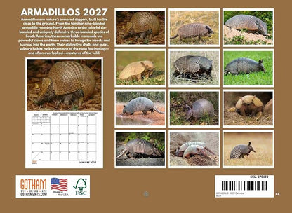 Armadillo Calendar 2027 Monthly Wall Calender 12 Month