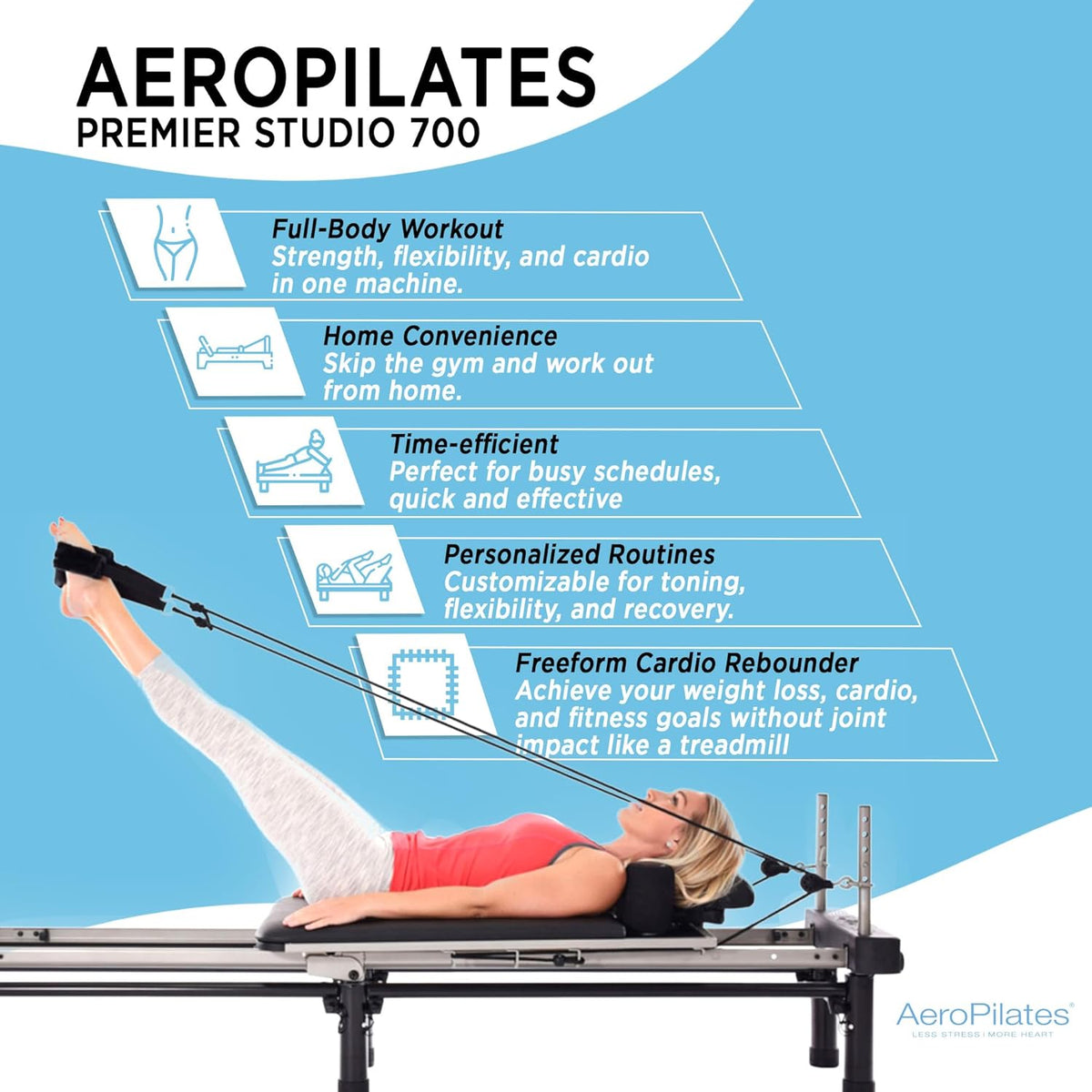 AeroPilates Reformer Home Workout Equipment, Pilates Machine w/Resistance