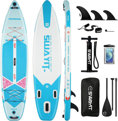 Inflatable Stand Up Paddle Board – Durable SUP for Adults & Youth,33" Wide Blow Up Paddle Board with Paddle, Pump, Backpack,Leash – All Around Stable for All Skill Levels, Carries up to 450 lbs