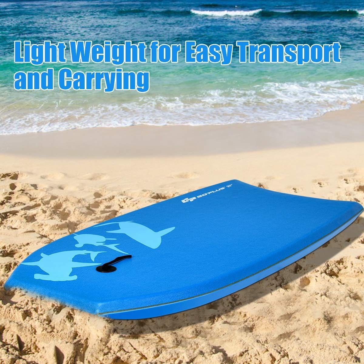 Goplus 41''/37''/33'' Lightweight Body Board for Beach, Surf Board with EPS Core, XPE Deck, HDPE Slick Bottom, Wrist Leash, Bodyboard for Kids Adults Surfing
