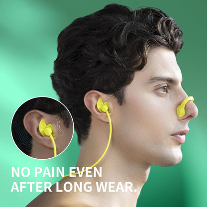 WATERTIME Waterproof Swimming Neckband Ear Plugs for Adults - Reusable Silicone Ear Plugs for Women & Men, Keep Ear Water Out for Swimming, Showering, Water Sports (Black, One Size)