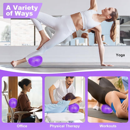 9 Inch Mini Exercise Ball for Pilates, Yoga, and Core Training, Small Exercise Ball with Pump, Guide for Physical Therapy, Balance, Stability, and Stretching, Ideal for Home land Office Fitness