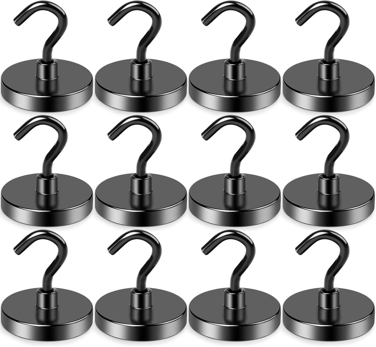 LOVIMAG Magnetic Hooks,100lbs Magnetic Hooks for Cruise Cabins, Cruise Essentials Must Haves for Travel, Strong Magnets with Hooks for Hanging, Heavy Duty Magnets with Epoxy Coating-12 Pcs