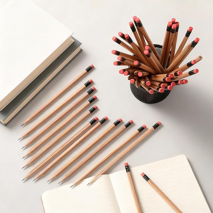 TecUnite 120 Pcs #2 HB Pencils with Eraser,Wood Color