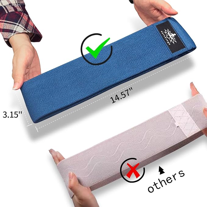 Hatha Yoga Large Resistance Band,14.5" x3.15",Fabric Exercise Loop Bands with Instruction Guide and Carry Bag, Set of 3.