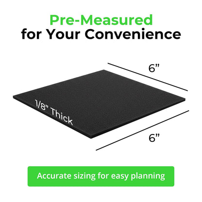 XCEL Anti Vibration Pads Furniture Pads Self Stick Versatile Adhesive Foam Rubber Pads Sheets for Appliances and Furniture, Neoprene Foam Pads Adhesive (6 in x 6 in x 1/8 in, Black - Adhesive, 8)