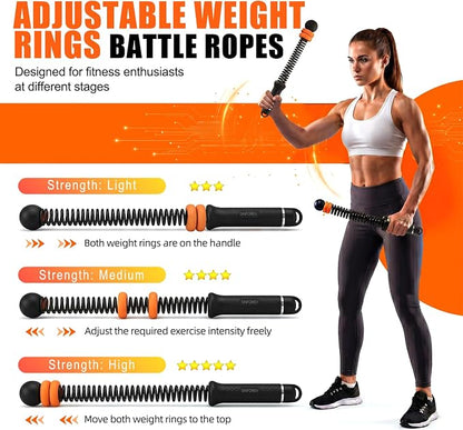 Portable Ropeless Battle Ropes for Home Gym - Weighted Cordless Battle Rope | Full Body Strength Building & HIIT and Cardio Training - Fitness Workout Equipment with Adjustable Resistance for Men & Women