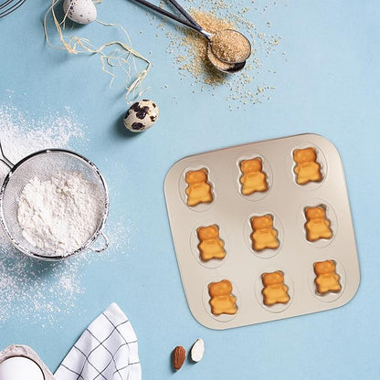 Hemoton Bear Madeleine Cookie Mold Nonstick Carbon Steel Mini Baking Pan for Oven Pastry Mold Cute Bear Shape for Cookies Cakes and Chocolates