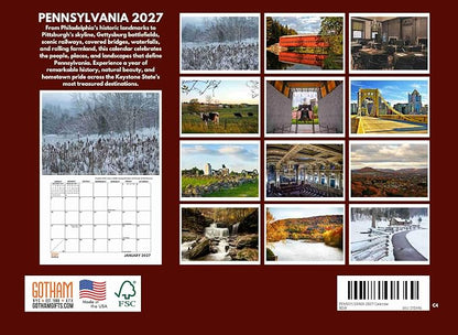 Pennsylvania Calendar 2027 Monthly Wall Calender 12 Month