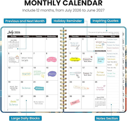 Planner 2026-2027, Academic Year Monthly & Weekly Planner Caledndar, July 2026 - June 2027, Hardcover Large Planning Agenda Book with Tabs for School Office Supplies, 8.5" x 11" - Coastal Beacon