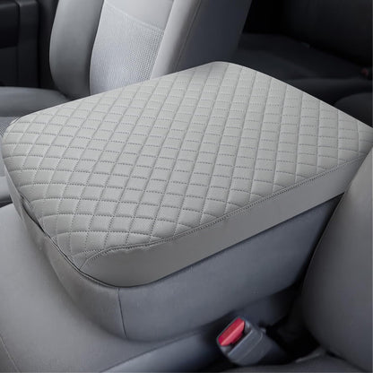 ISSYAUTO Center Console Cover Compatible with 2002-2012 Ram 1500 2500 3500 Jump Seat Console, Leather Armrest lid Cover Arm Rest Covering for Car, Durable Middle Console Cover, Gray