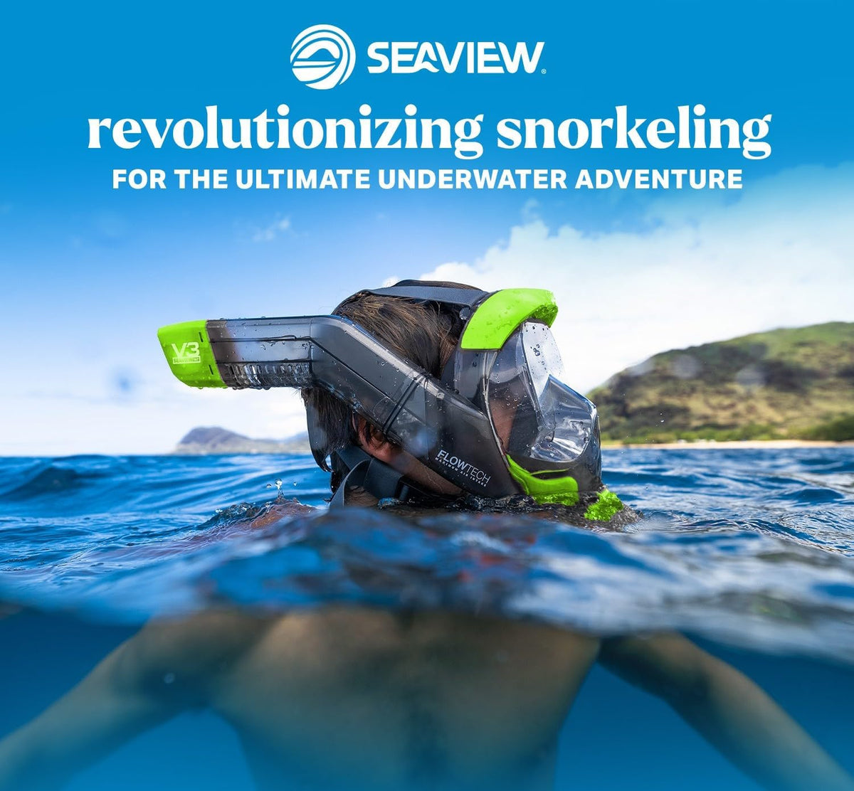 Seaview 180 V3 Full Face Snorkel Mask Adult- The V3 is The Perfect Snorkeling Gear for Adults- Snorkel Mask with 180 Panoramic Viewing and Up to 600% Easier Breathing- Patented Flowtech Air Intake