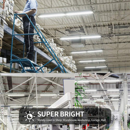 (6-Pack) 8ft LED Shop Light Fixture, 144W 18500LM 6000K, Cold White, U Shape, Clear Cover, Hight Output, Linkable Shop Lights, T8 LED Tube Lights, 8 LED shop lights for garage 8 foot with plug