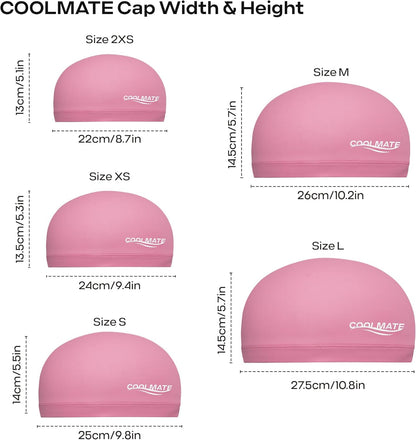 COOLMATE Fabric Swim Cap for Adult Women Men Kid 3 4 6 8 14 16, Silicone Water Resistant Layer, Cloth Swim Cap Gifts for Swimmers, Lightweight for Pool, Lap Swimming (1 pc)