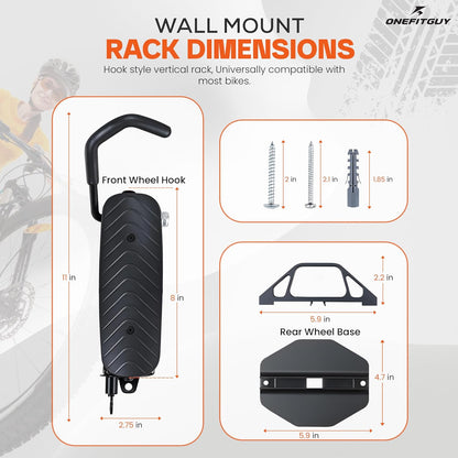 Swivel Bike Wall Mount, Bike Rack Garage, 150° Rotating & Space Saving Vertical Bike Hangers for Storage, Sturdy Bike Stand Holds Up to 66lbs, Easy to Install, 2 Pack
