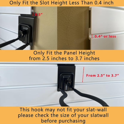 Adjustable Slatwall Hooks, Lockable Slatwall Weedeater Hanger, String Trimmer Hanger, Power Tool Hanger for slatwall Accessories, Utility Hooks for Garage Storage 8"" 4 Pcs, Black