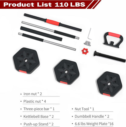 VIVITORY Dumbbell Sets Adjustable Weights, Free Weights with Connector, Non-Rolling Adjustable Dumbbell Set, Barbell for Home Gym, Hexagon, Cement Mixture