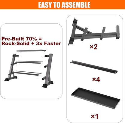 3 Tier Dumbbell Rack, 1200LBS Capacity Weight Rack for Home Gym Dumbbells & Kettlebell, Heavy-Duty Multilevel Free Weight Holder Storage Organizer, Dumbell Rack Stand Only