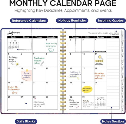 Academic Planner 2026-2027, Jul 2026-Jun 2027 Monthly & Weekly Planner