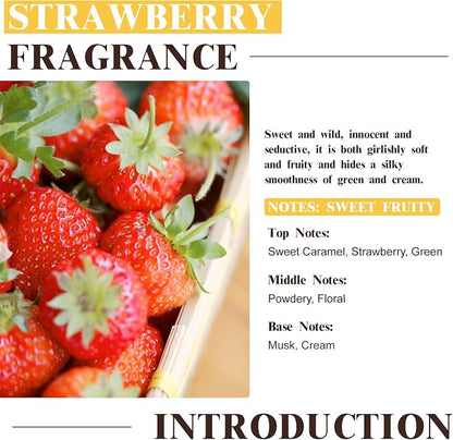 EUQEE 2.02 Fl oz Strawberry Fragrance Oil, Premium Strawberry Essential Oil with Glass Dropper for Diffuser, DIY Soap, Candle Making - 60ML