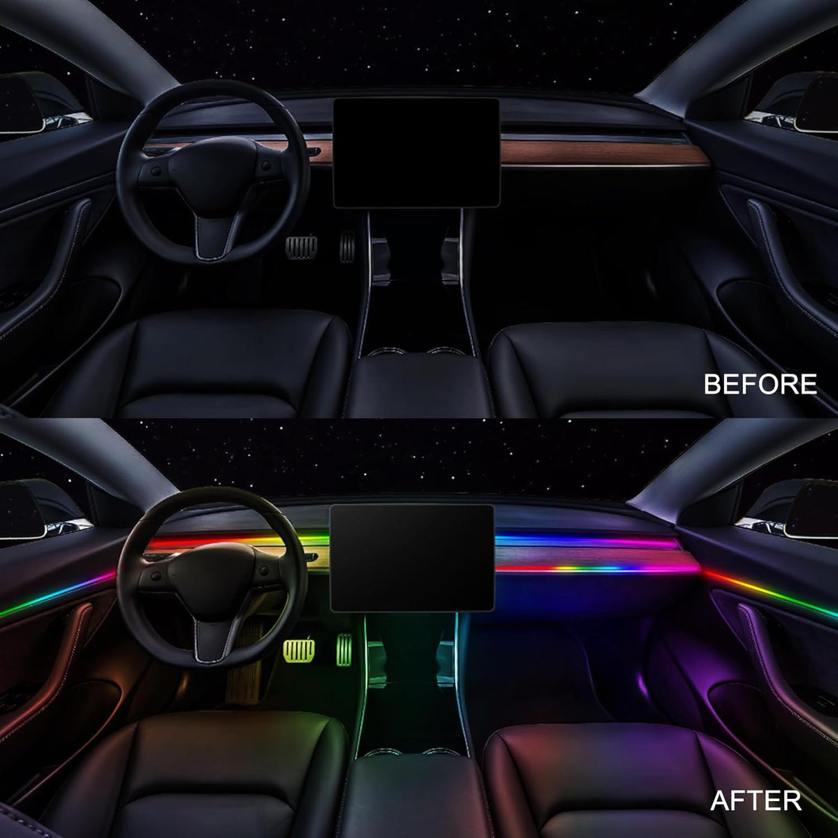 Dreamcolor Acrylic Interior Car LED Strip Light 43-inch, which fit for dreamcolor Main Controller Connects and sub-Controller kit (not Including), Not Applicable dreamcolor 1 Lights