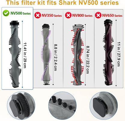 NV500 Brush Roller, Belts & Filter Kit for Shark Rotator Lift-Away NV550 NV501 NV502 NV505 NV520 UV560 – 1 Brush Roller + 1 Filter + 2 Foam & Felt Filters + 2 Belts + 2 Wheels, Part # Xff500 Xhf500
