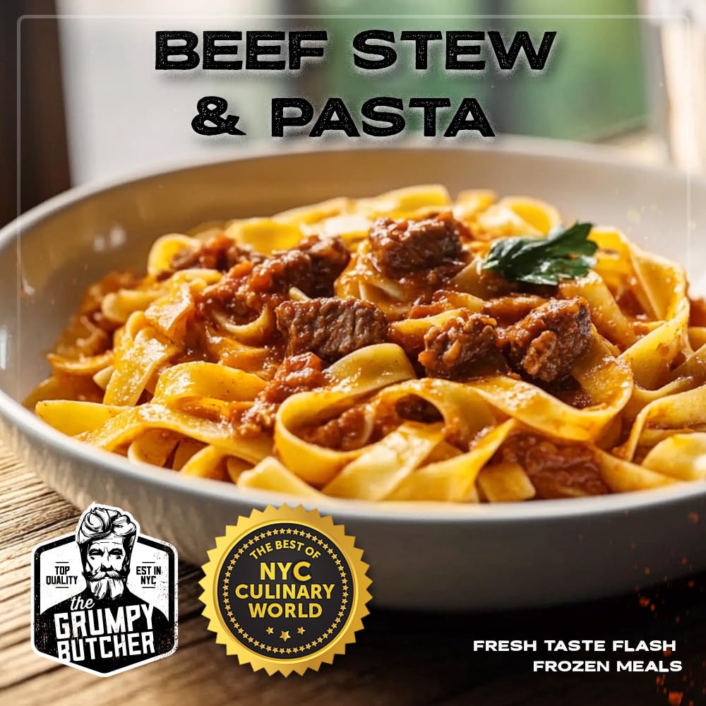 Grumpy Butcher East & West Meals Set – 6 Pack (10-15 oz each) – Beef Stew, Orange Chicken, Chicken Lo Mein – Restaurant-Quality Premade Meals Ready to Eat