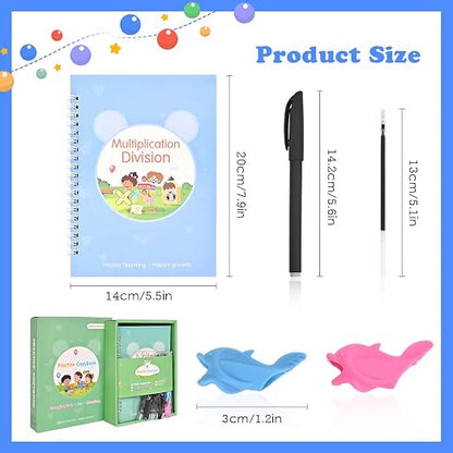 Magic Grooved Writing Practice for Kids Ages 3-8|Reusable Tracing Workbook|Magic Copybook Set with Disappearing Ink Pens for Preschool Learning