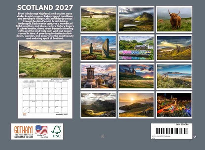 Scotland Calendar 2027 Scottish Gifts Monthly Wall Calender 12 Month