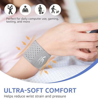 Wrist Compression Wraps 2-Pack, Wrist Brace Wrist Support for Sports, Mouse Hand, Mother's Hand, Carpal Tunnel Arthritis, Tendonitis - Premium Elastic & Breathable Mesh Fabric, One Size (Gray)